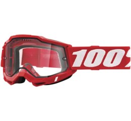 100 PROCENT GOGLE ACCURI 2 ENDURO MOTO RED - DUAL CLEAR LENS - KOLOR CZERWONY/BIAŁY SZYBKA PRZEŹROCZYSTA PODWÓJNA