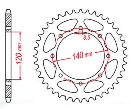 MTX PARTS ZĘBATKA TYLNA 491 44 KAWASAKI KLE 500 '91-'07 (JTR487.44) (ŁAŃC. 520)
