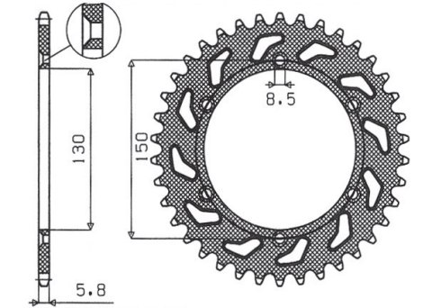 SUNSTAR ZĘBATKA TYLNA 270 42 YAMAHA YZ/YZF/WRF '99-'24 (JTR251.42) (ŁAŃC. 520) (27042JT) SUNSTAR ZĘBATKA TYLNA 270 42 YAMAHA YZ/YZF/WRF '99-'24 (JTR251.42) (ŁAŃC. 520) (27042JT)