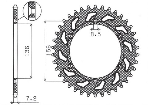 SUNSTAR ZĘBATKA TYLNA 4365 43 SUZUKI DR 650 SE '96-'12 (JTR1791.43) (ŁAŃC. 525) (436543JT) SUNSTAR ZĘBATKA TYLNA 4365 43 SUZUKI DR 650 SE '96-'12 (JTR1791.43) (ŁAŃC. 525) (436543JT)
