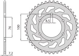 SUNSTAR ZĘBATKA TYLNA 4513 48 YAMAHA YZF 125R '08-'15 (JTR1844.48) (ŁAŃC. 428) (451348JT)