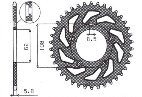 SUNSTAR ZĘBATKA TYLNA 714 43 APRILIA RS 125 '93-'05 (JTR701.43)* (ŁAŃC. 520) (71443JT) SUNSTAR ZĘBATKA TYLNA 714 43 APRILIA RS 125 '93-'05 (JTR701.43)* (ŁAŃC. 520) (71443JT)
