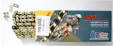 CZ ŁAŃCUCH NAPĘDOWY 420 MX (116 OGNIW) ZŁOTY (MOTOCROSS DO 85 CCM) (22,0 KN) + ZAPINKA CZ ŁAŃCUCH NAPĘDOWY 420 MX (116 OGNIW) ZŁOTY (MOTOCROSS DO 85 CCM) (22,0 KN) + ZAPINKA