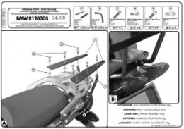 KAPPA STELAŻ KUFRA CENTRALNEGO BMW R 1200GS (04-12) ( Z PŁYTĄ MONOKEY ) ( DO ZAMOCOWANIA NA ORYGINALNYM STELAŻU )