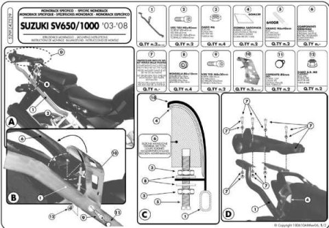 KAPPA STELAŻ KUFRA CENTRALNEGO SUZUKI SV 650 / S (03-08) ( BEZ PŁYTY ) KAPPA STELAŻ KUFRA CENTRALNEGO SUZUKI SV 650 / S (03-08) ( BEZ PŁYTY )