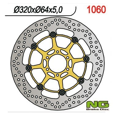 NG TARCZA HAMULCOWA PRZÓD APRILIA CAPONORD 1200 '13-17, YAMAHA FZR 1000 '87-95, XJR1200/1300 '95-99 (320X64X5MM) (6X8,5MM) PŁYWA NG TARCZA HAMULCOWA PRZÓD APRILIA CAPONORD 1200 '13-17, YAMAHA FZR 1000 '87-95, XJR1200/1300 '95-99 (320X64X5MM) (6X8,5MM) PŁYWA