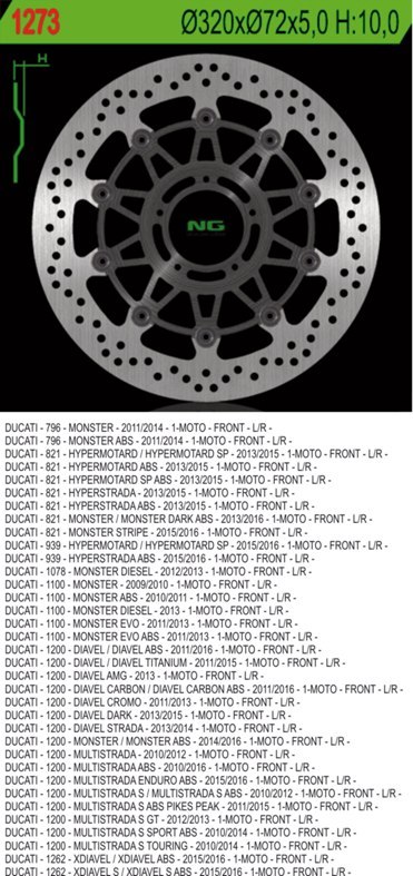 NG TARCZA HAMULCOWA PRZÓD DUCATI 796/821/1078/1100/1200 '11-'16 (320X72X5) (5X8,5MM) NG TARCZA HAMULCOWA PRZÓD DUCATI 796/821/1078/1100/1200 '11-'16 (320X72X5) (5X8,5MM)
