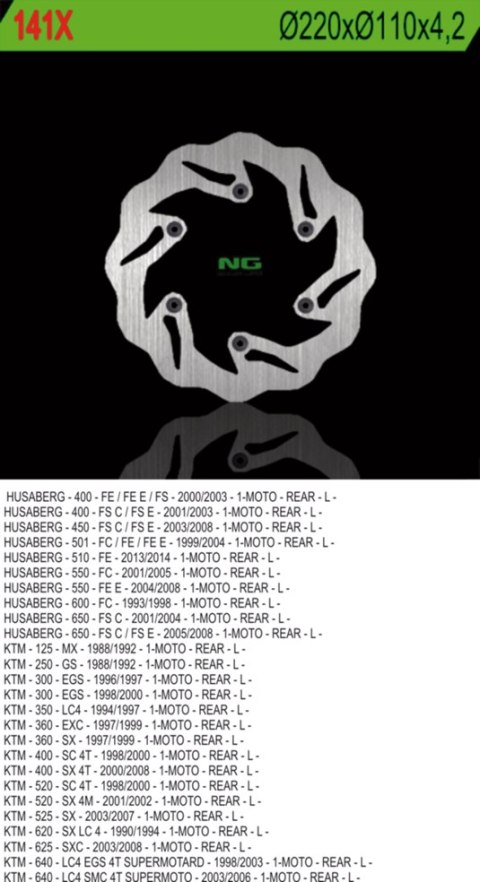 NG TARCZA HAMULCOWA TYŁ KTM / HUSABERG (220X110X4,2) WAVE (NG141; NG129) NG TARCZA HAMULCOWA TYŁ KTM / HUSABERG (220X110X4,2) WAVE (NG141; NG129)