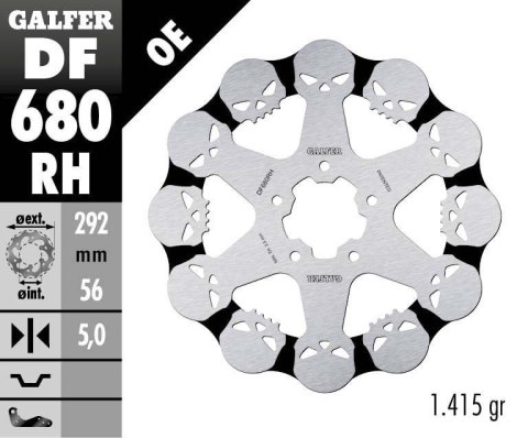 GALFER TARCZA HAMULCOWA PRZÓD HARLEY-DAVIDSON (292X56X5) SKULL (WZÓR CZASZKI) GALFER TARCZA HAMULCOWA PRZÓD HARLEY-DAVIDSON (292X56X5) SKULL (WZÓR CZASZKI)