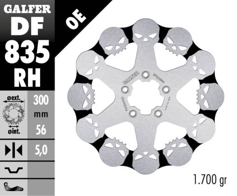 GALFER TARCZA HAMULCOWA PRZÓD HARLEY-DAVIDSON (300X56X5) SKULL (WZÓR CZASZKI) GALFER TARCZA HAMULCOWA PRZÓD HARLEY-DAVIDSON (300X56X5) SKULL (WZÓR CZASZKI)