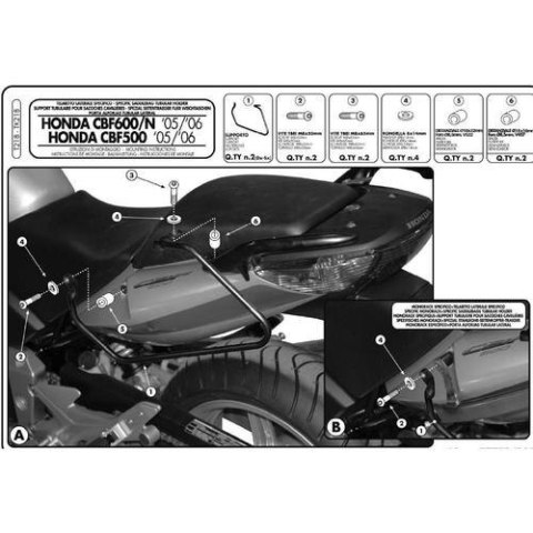 KAPPA STELAŻ POD TORBY (SAKWY) BOCZNE HONDA CBF 500 '04-'09, CBF 600S/N '04-'09, CBF 1000 '06-'09 KAPPA STELAŻ POD TORBY (SAKWY) BOCZNE HONDA CBF 500 '04-'09, CBF 600S/N '04-'09, CBF 1000 '06-'09