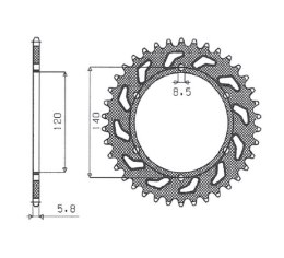 SUNSTAR ZĘBATKA TYLNA 260 40 (ŁAŃC. 520) (JTR260.44) (26044JT)