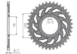 SUNSTAR ZĘBATKA TYLNA 825 45 / 816 45 SUZUKI GSXR1100, GSXR750 (92-95) (JTR816.45) (ŁAŃC. 530) (81645JT)