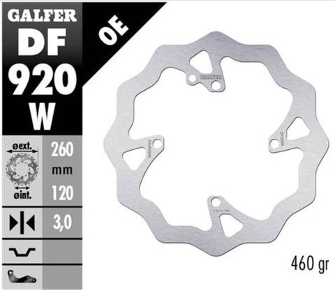 GALFER TARCZA HAMULCOWA PRZÓD SHERCO SE/SEF 250/300/450 '14-, (TYLKO Z ZAWIESZENIAMI WP I KAYABA) WAVE (260X120X3MM) GALFER TARCZA HAMULCOWA PRZÓD SHERCO SE/SEF 250/300/450 '14-, (TYLKO Z ZAWIESZENIAMI WP I KAYABA) WAVE (260X120X3MM)