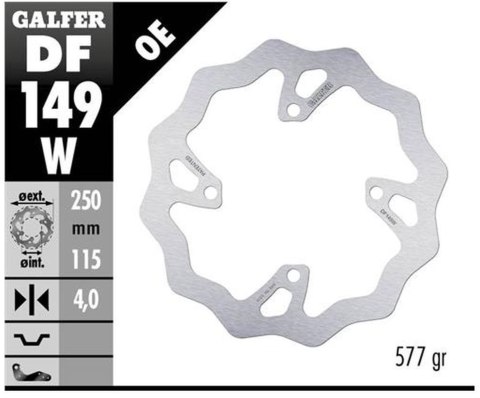GALFER TARCZA HAMULCOWA TYŁ KAWASAKI KX 250F/X '20-, KX 450F '19- WAVE (250X115X4MM) GALFER TARCZA HAMULCOWA TYŁ KAWASAKI KX 250F/X '20-, KX 450F '19- WAVE (250X115X4MM)