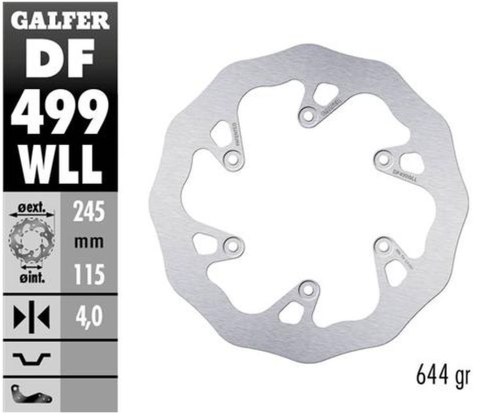 GALFER TARCZA HAMULCOWA TYŁ YAMAHA YZ 125/250 '02-'17, YZF/WRF 250/426/450 '02-'15 WAVE (245X115X4MM) GALFER TARCZA HAMULCOWA TYŁ YAMAHA YZ 125/250 '02-'17, YZF/WRF 250/426/450 '02-'15 WAVE (245X115X4MM)