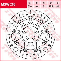TRW ZF TARCZA HAMULCOWA PRZÓD KAWASAKI ZX-7R/RR '96-'02, ZXR 750 '91-'95, ZX-9R '94-'04, ZZR 1100 '93-'01, ZX-12R '00-'03, ZZR 1