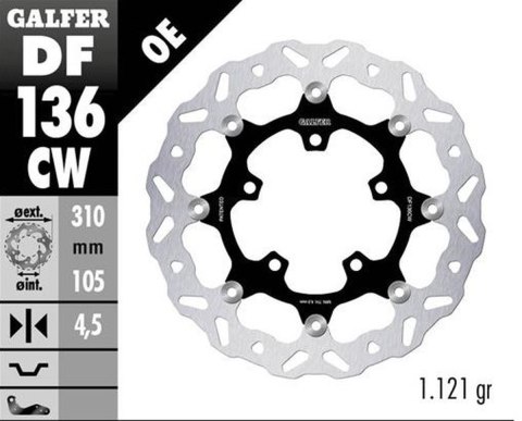 GALFER TARCZA HAMULCOWA PRZÓD HONDA CB 500X (ABS) '19-'21, CB 650R '19-'23; CBR 650R '19-'23 (WAVE FLOATING) (310X105X4.,5MM) GALFER TARCZA HAMULCOWA PRZÓD HONDA CB 500X (ABS) '19-'21, CB 650R '19-'23; CBR 650R '19-'23 (WAVE FLOATING) (310X105X4.,5MM)