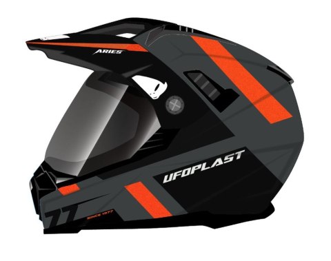 UFO KASK ARIES OFFROAD / DUAL / TOURER / CROSSOVER Z SZYBĄ, DASZKIEM I BLENDĄ PRZECIWSŁONECZNĄ KOLOR CZARNY/SZARY/CZERWONY FLUO UFO KASK ARIES OFFROAD / DUAL / TOURER / CROSSOVER Z SZYBĄ, DASZKIEM I BLENDĄ PRZECIWSŁONECZNĄ KOLOR CZARNY/SZARY/CZERWONY FLUO