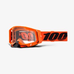 100 PROCENT WYPRZEDAŻ GOGLE RACECRAFT 2 NEON ORANGE - CLEAR LENS KOLOR POMARAŃCZOWY/CZARNY SZYBA PRZEŹROCZYSTA