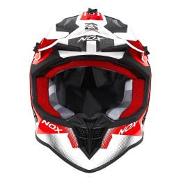 NOX PROMOCJA KASK CROSS / OFFROAD N633 FUSION KOLOR BIAŁY/CZERWONY ROZMIAR XXL (ZAPIĘCIE MIKROMETRYCZNE)