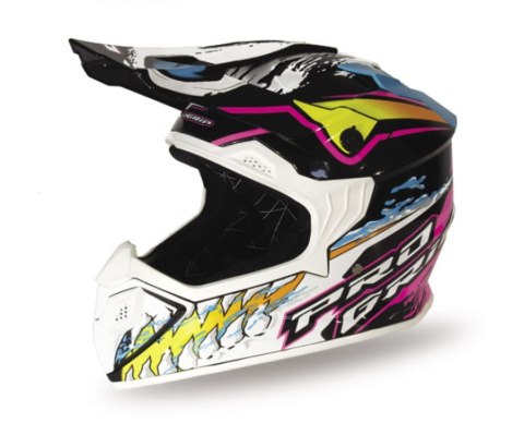 PROGRIP KASK CROSS DZIECIĘCY PG3009 JURASSIC JUNIOR/KID KOLOR BIAŁY/CZARNY/RÓŻOWY/SELEDYNOWY ROZM. M (3009-382) ( HOMOLOGACJA EC