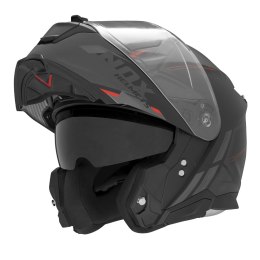 NOX KASK SZCZĘKOWY (FLIP-UP) Z BLENDĄ N967 SYNCHRO KOLOR CZARNY/CZERWONY/SZARY MAT ROZMIAR M