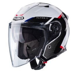 CABERG KASK OTWARTY JET OTWARTY FLYON II BOSS KOLOR BIAŁY/CZARNY/CZERWONY/NIEBIESKI ROZMIAR M