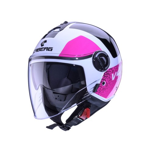 CABERG KASK OTWARTY JET Z BLENDĄ MODEL RIVIERA V4X ALPHA KOLOR BIAŁY/CZARNY/FUKSJA (INTENSYWNY ODCIEŃ RÓŻOWEGO) ROZMIAR XS CABERG KASK OTWARTY JET Z BLENDĄ MODEL RIVIERA V4X ALPHA KOLOR BIAŁY/CZARNY/FUKSJA (INTENSYWNY ODCIEŃ RÓŻOWEGO) ROZMIAR XS