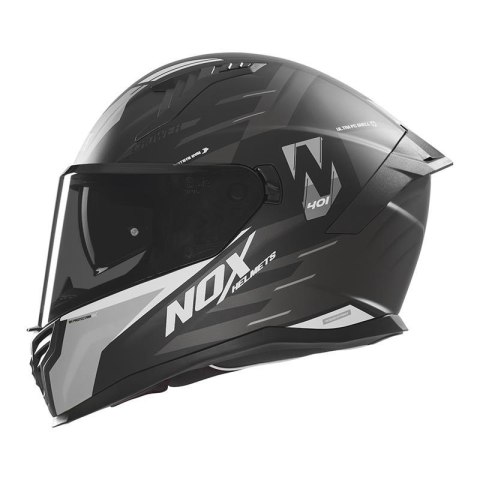 NOX KASK INTEGRALNY (FULL FACE) Z BLENDĄ N401 CROWER KOLOR CZARNY/SREBRNY MAT ROZMIAR XXL NOX KASK INTEGRALNY (FULL FACE) Z BLENDĄ N401 CROWER KOLOR CZARNY/SREBRNY MAT ROZMIAR XXL