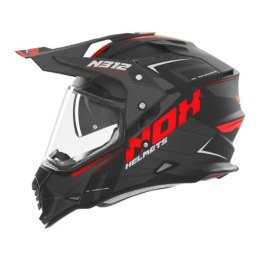 NOX KASK OFFROAD / TRAIL DUOSPORT (DUAL) N312 VAPOR Z SZYBKĄ I BLENDĄ KOLOR CZARNY/CZERWONY MAT ROZMIAR M