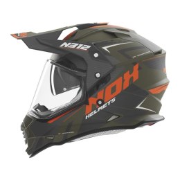 NOX KASK OFFROAD / TRAIL DUOSPORT (DUAL) N312 VAPOR Z SZYBKĄ I BLENDĄ KOLOR POMARAŃCZOWY/KHAKI/SZARY MAT ROZMIAR XL