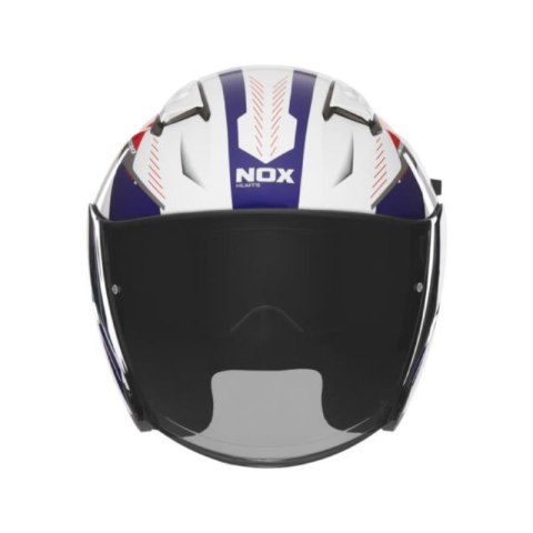NOX KASK OTWARTY JET Z BLENDĄ N130 MYST KOLOR BIAŁY/NIEBIESKI/CZERWONY ROZMIAR XL NOX KASK OTWARTY JET Z BLENDĄ N130 MYST KOLOR BIAŁY/NIEBIESKI/CZERWONY ROZMIAR XL
