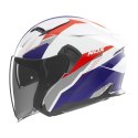 NOX PROMOCJA KASK OTWARTY JET Z BLENDĄ N130 MYST KOLOR BIAŁY/NIEBIESKI/CZERWONY ROZMIAR XXL