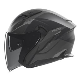NOX KASK OTWARTY JET Z BLENDĄ N130 MYST KOLOR CZARNY/SREBRNY MAT ROZMIAR L