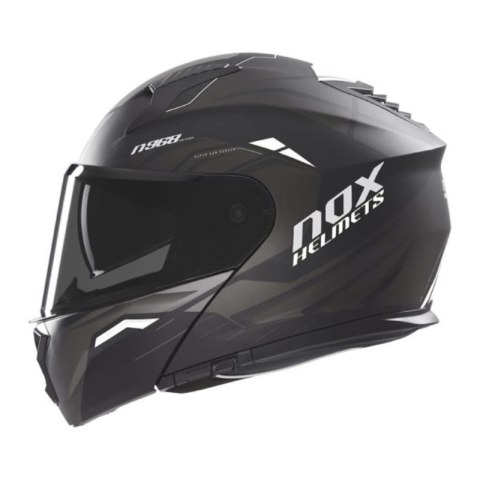 NOX PROMOCJA KASK SZCZĘKOWY (FLIP-UP) Z BLENDĄ N968 ULTRA KOLOR CZARNY/BIAŁY MAT ROZMIAR L