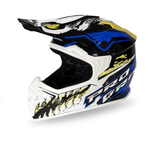PROGRIP KASK PG3009 JURASSIC CROSS DZIECIĘCY / JUNIOR / KID KOLOR BIAŁY/NIEBIESKI/ŻÓŁTY FLUO ROZM. XL (3009-361) ( HOMOLOGACJA E